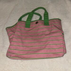 Pink and green tote bag